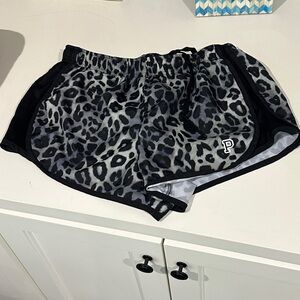 Women's Black and Gray Leopard Print Shorts